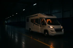 camping car sur pont ferry nuit