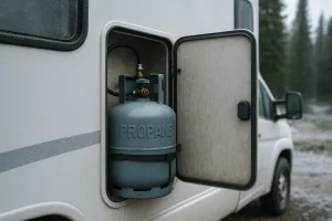 propane camping car hiver compartiment exterieur